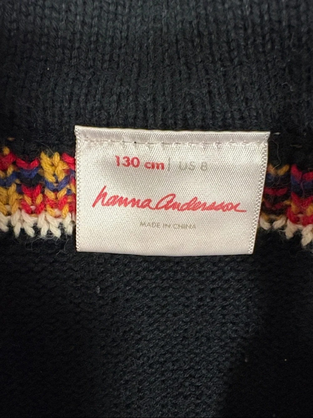 Hanna Andersson Nordic fair isle quarter zip pullover sweater black boys 8 - Picture 7 of 8